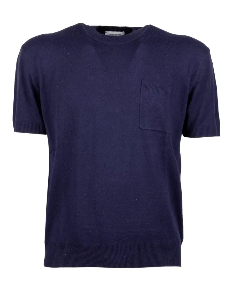 Paolo Pecora Milano T-Shirt mit Brusttasche - Blau Blau