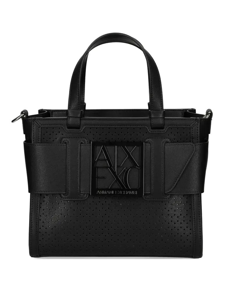 Armani Exchange perforated logo tote bag - Schwarz Schwarz