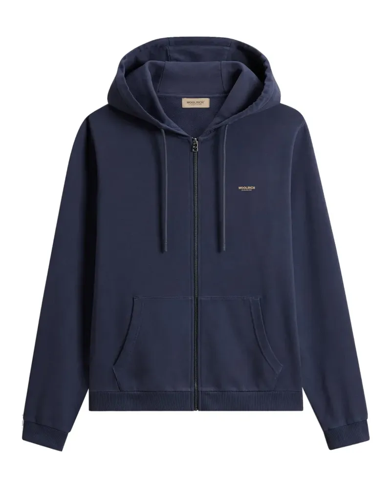 Woolrich logo-print zip-up hoodie - Blau Blau