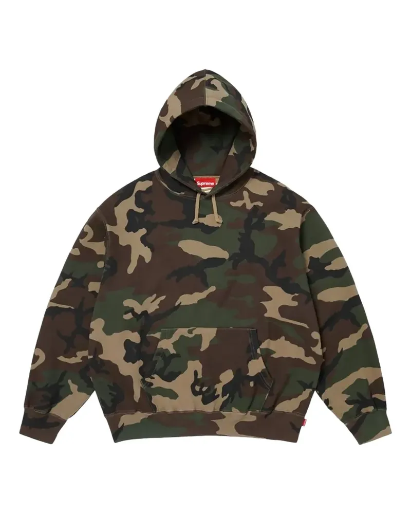 Supreme Being Hoodie mit Satinapplikation "SS 26 - Woodland Camo" - Grün Grün