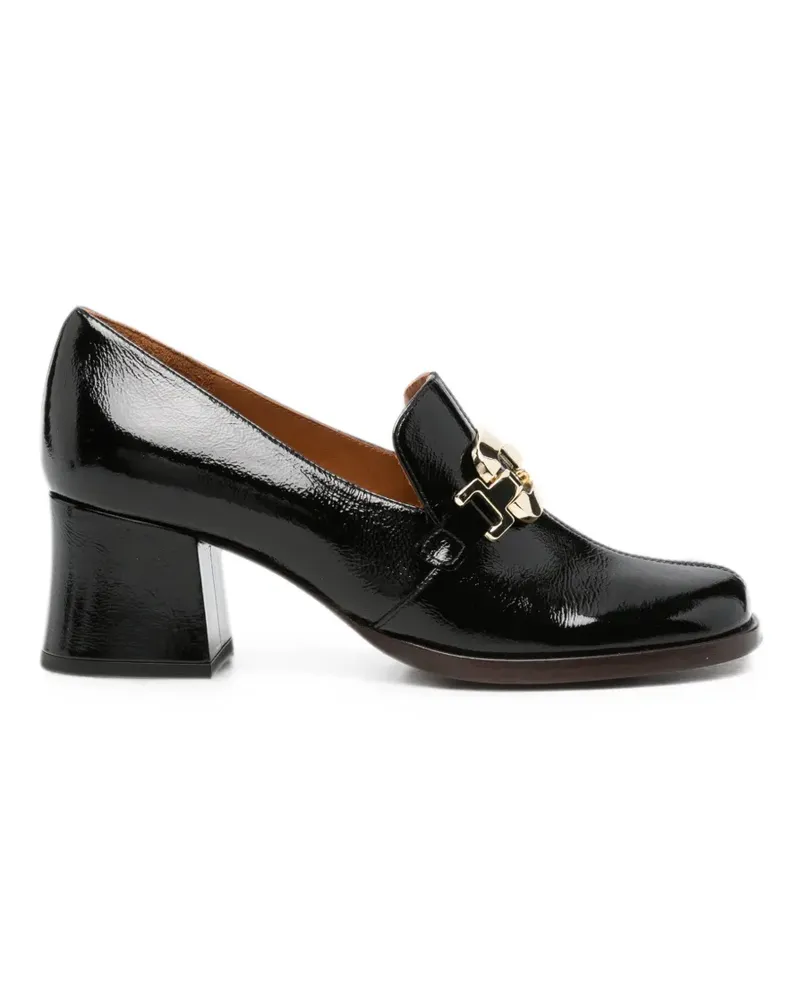 Chie Mihara Teil buckle-detail patent loafers - Schwarz Schwarz