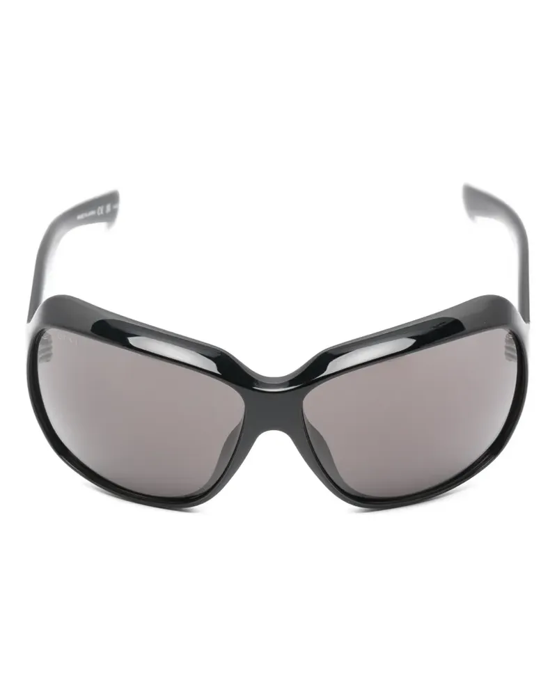 Gucci logo-lettering sunglasses - Schwarz Schwarz