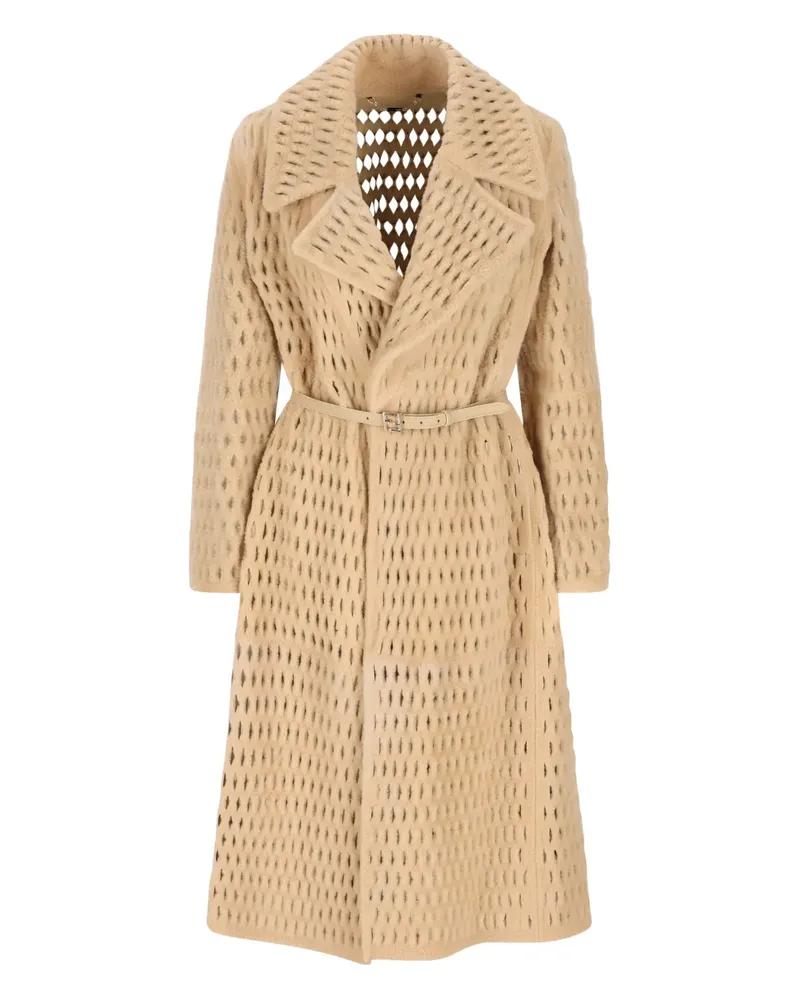 Fendi Shearling-Leder mit Cut-Out - Nude Nude