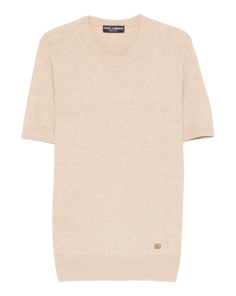 Dolce & Gabbana T-Shirt mit Logo-Stickerei - Nude Nude