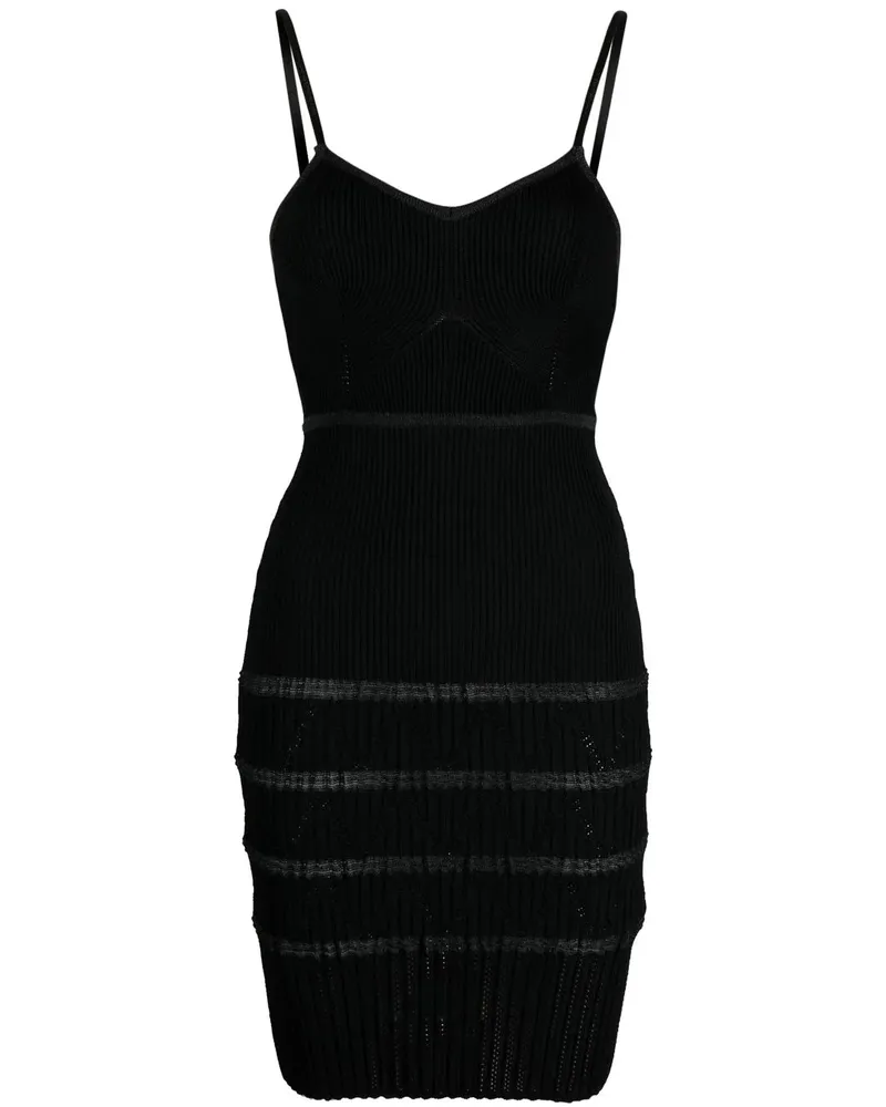 Balmain Geripptes Minikleid - Schwarz Schwarz