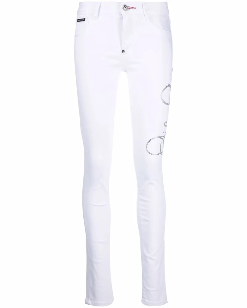 Philipp Plein Verzierte Skinny-Jeans Weiß