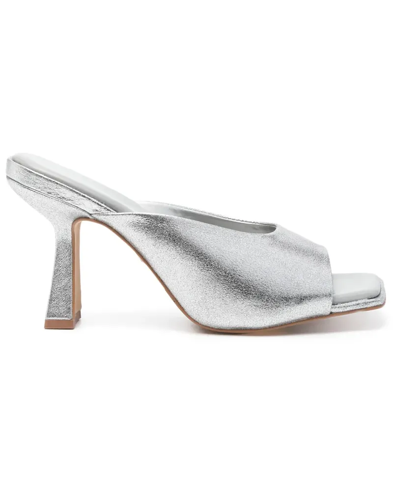 CARRANO Mules im Metallic-Look 95mm - Silber Silber