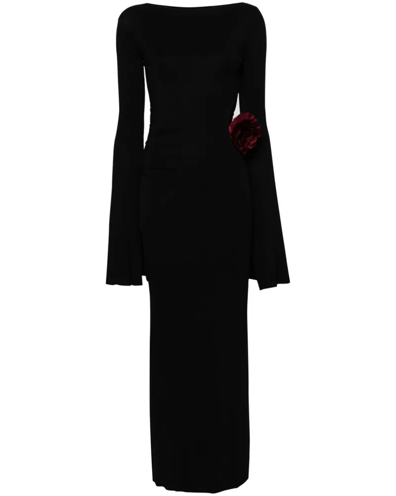 MANURÍ Jerseykleid mit Blumenapplikation Schwarz