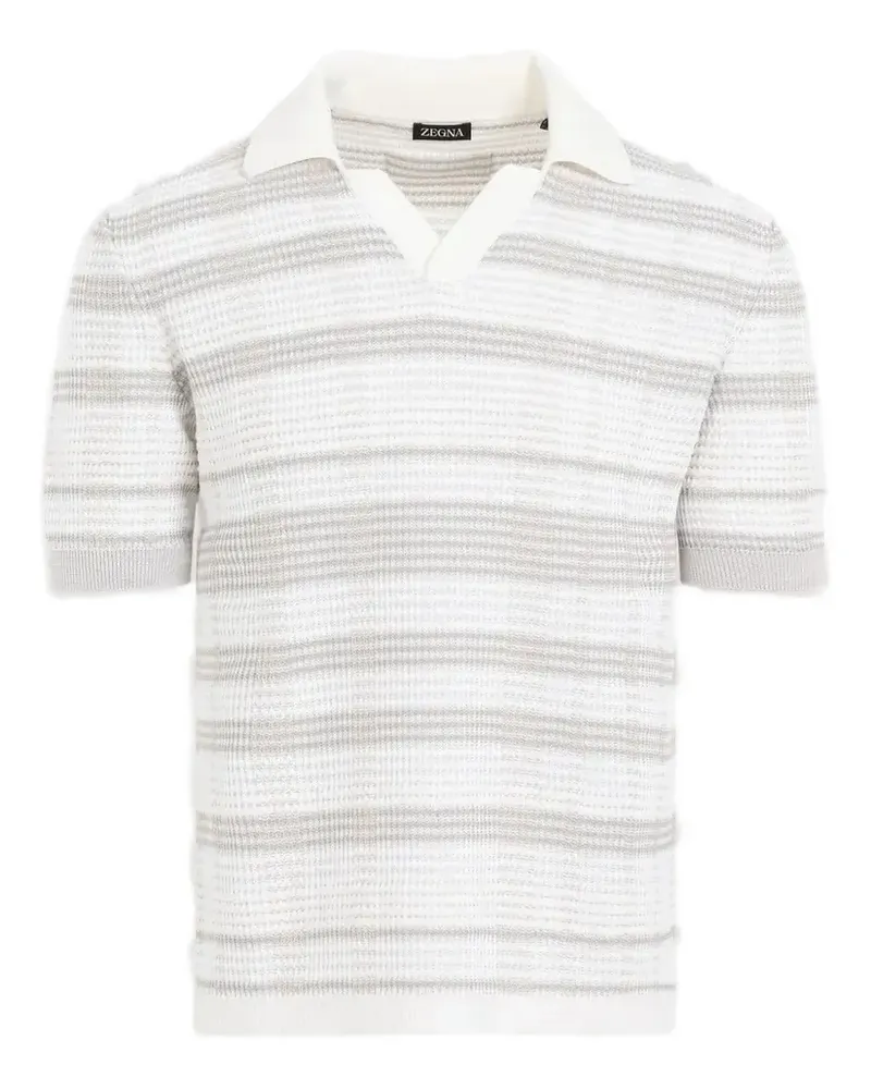 Ermenegildo Zegna Gestricktes T-Shirt mit Streifenmuster - Weiß Weiß