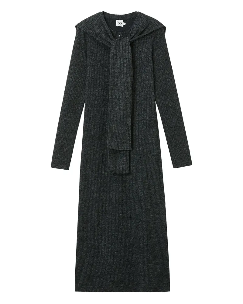 b+ab Half-Button-Kleid mit Schaldetail - Grau Grau