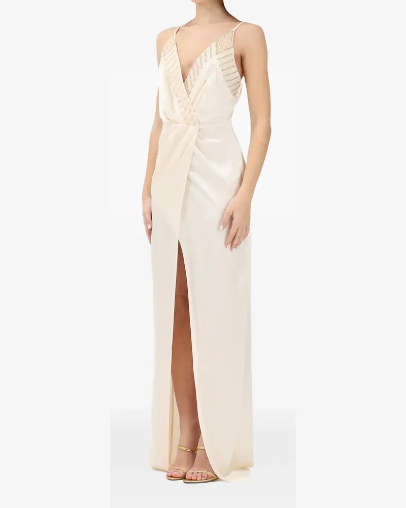 Elisabetta Franchi beaded V-neck maxi dress - Nude Nude