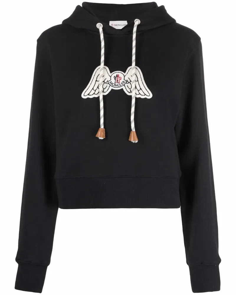 Palm Angels x Moncler Hoodie mit Flügel-Patch - Schwarz Schwarz