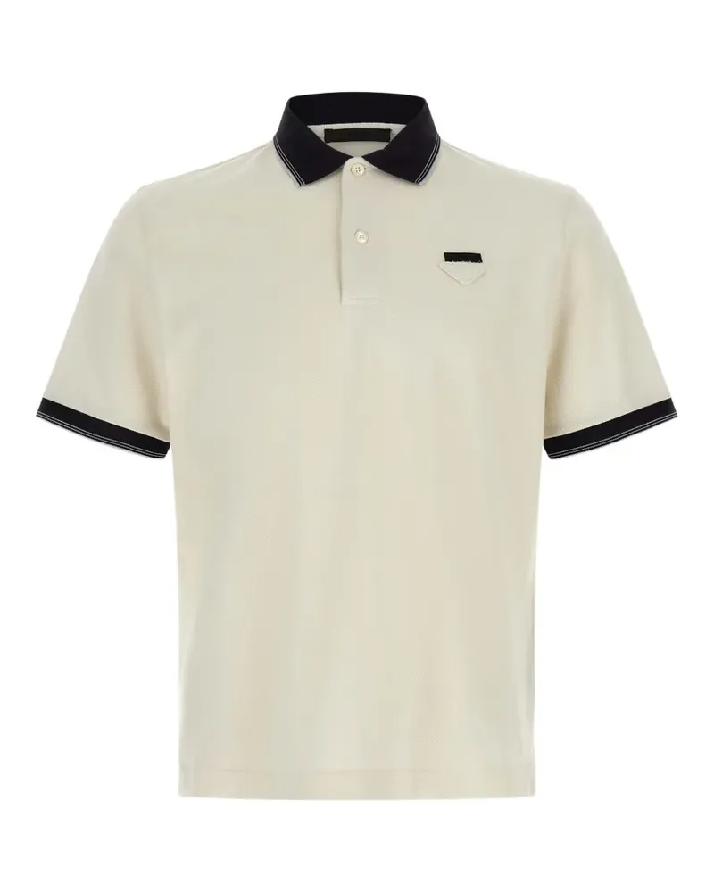 Prada triangle-patch piqué polo shirt - Weiß Weiß