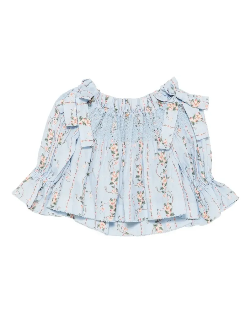 AGUA BENDITA Isla Navegante Oberteil mit Blumenprint - Blau Blau