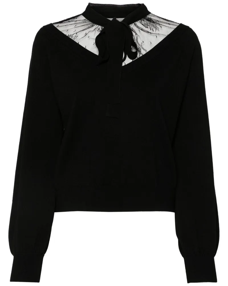 Twin-Set Pullover mit Spitze - Schwarz Schwarz