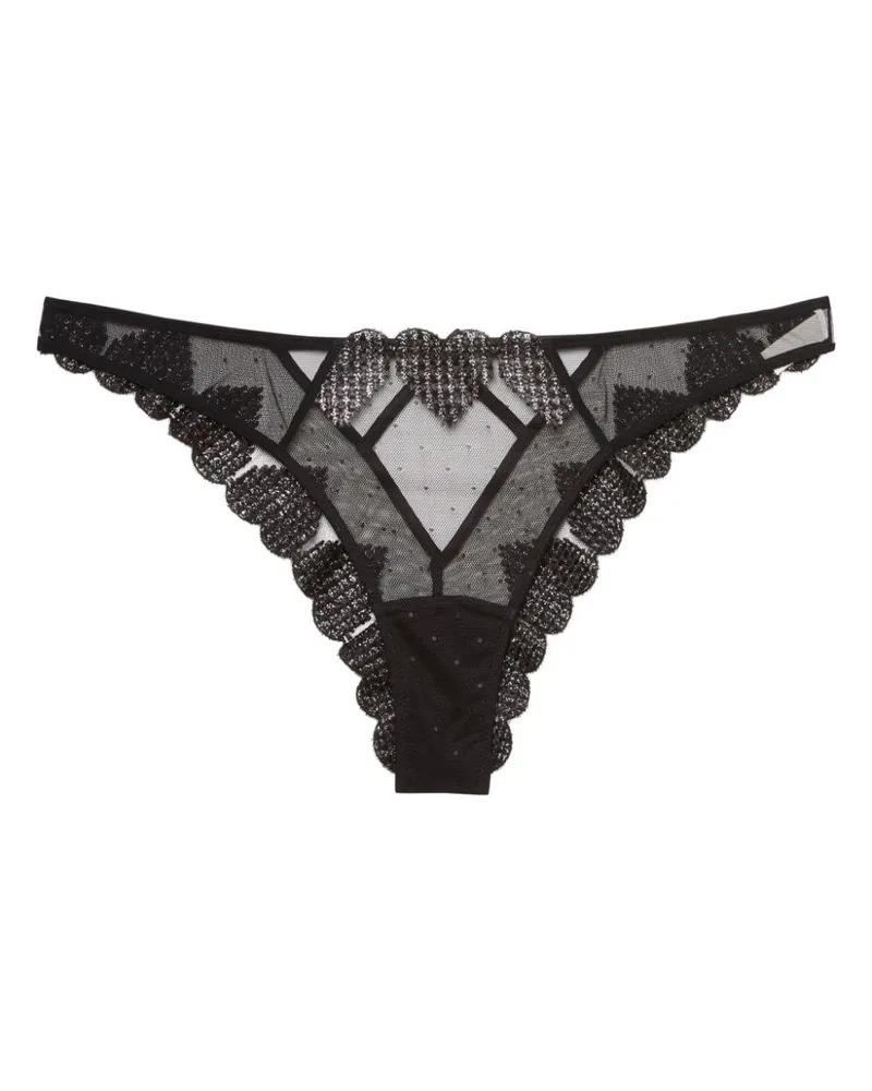 Fleur Du Mal Slip mit Herzstickerei - Schwarz Schwarz