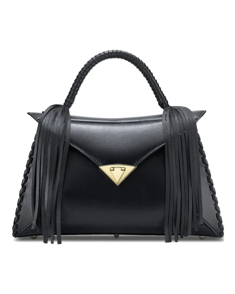 Tyler Ellis large LJ fringe-detail whipstitch tote bag - Schwarz Schwarz