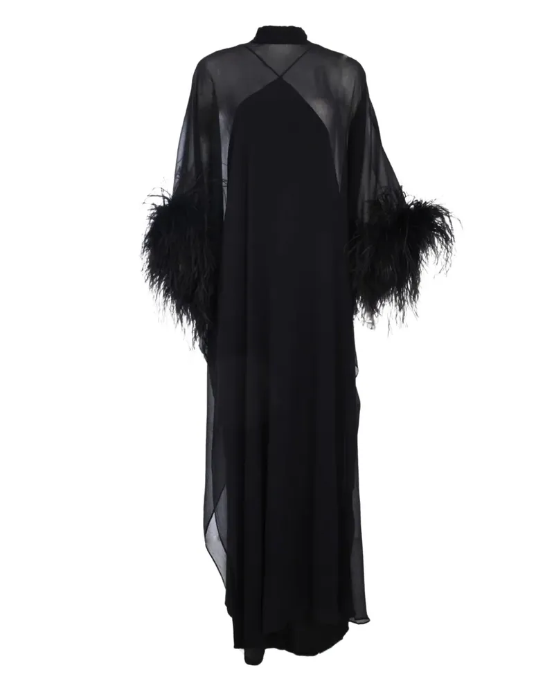 Taller Marmo Maxikleid mit Federbesatz - Schwarz Schwarz