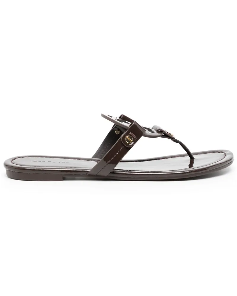 Tory Burch Miller Sandalen mit Logo-Schild - Braun Braun