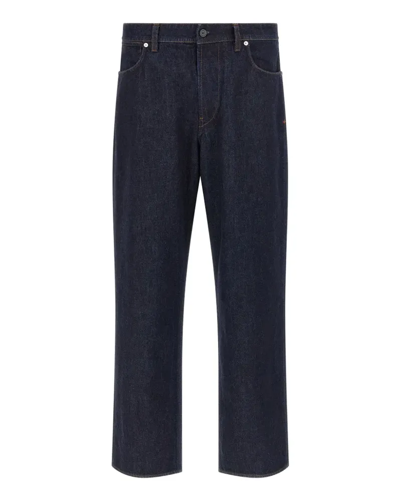 Stone Island contrast-stitching logo-badge jeans - Blau Blau