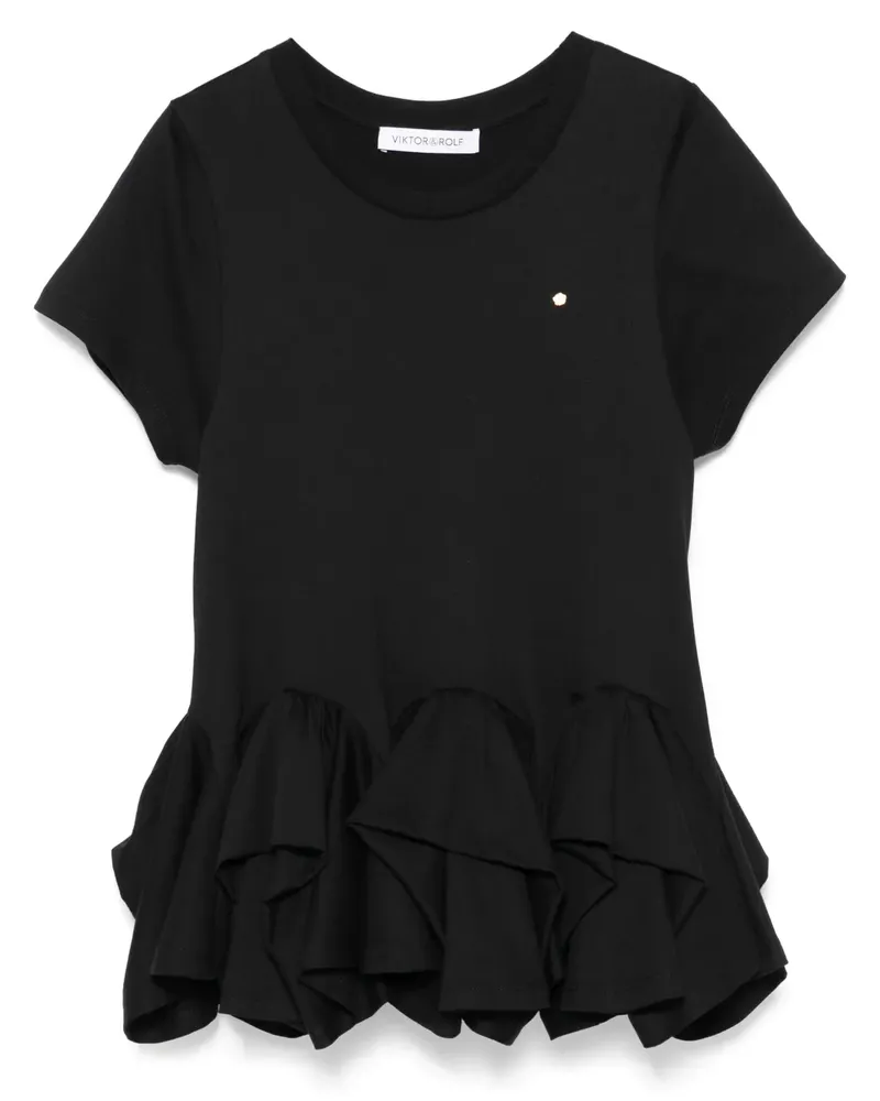 Viktor & Rolf T-Shirt mit Schößchen - Schwarz Schwarz