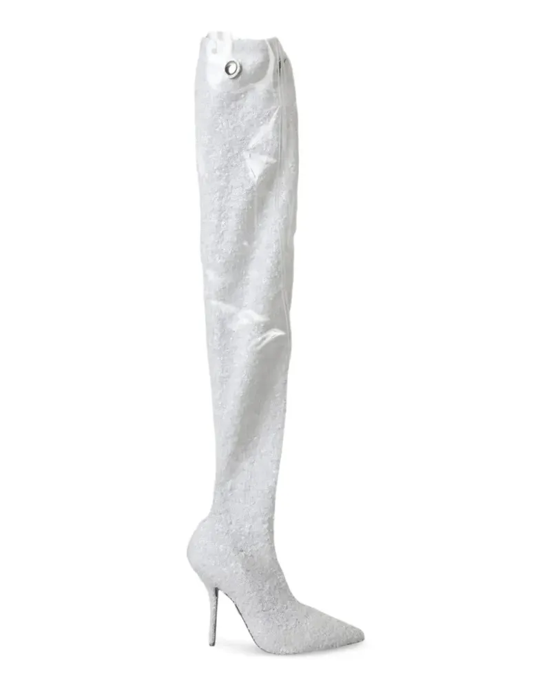 Dolce & Gabbana Spitze Stiefel mit Pailletten - Weiß Weiß