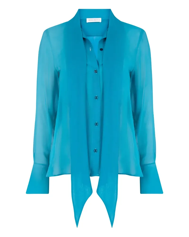 Nina Ricci Lavalliere Hemd aus Satin - Blau Blau