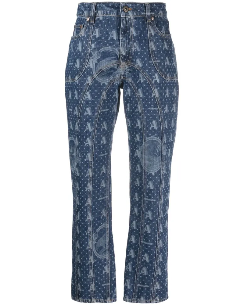 AHLUWALIA Jeans mit Logo-Muster Blau