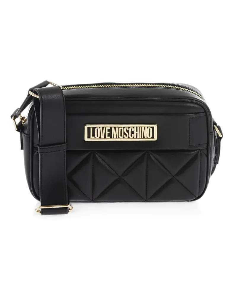 Moschino quilted logo-plaque crossbody bag - Schwarz Schwarz