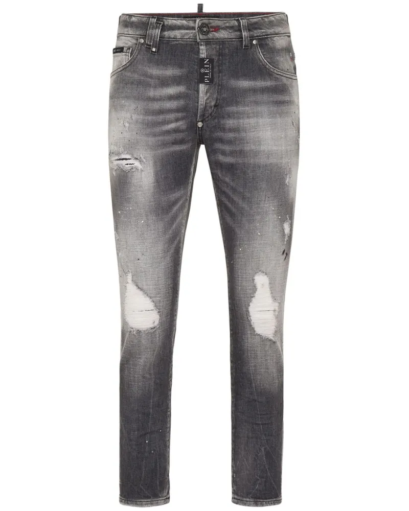 Philipp Plein Cropped-Jeans im Distressed-Look - Grau Grau