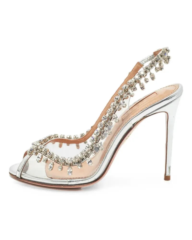 Aquazzura Temptation crystal-embellished slingback pumps - Weiß Weiß