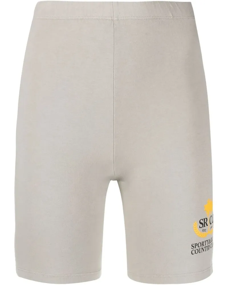 SPORTY & RICH Shorts mit Logo-Print - Grün Grün
