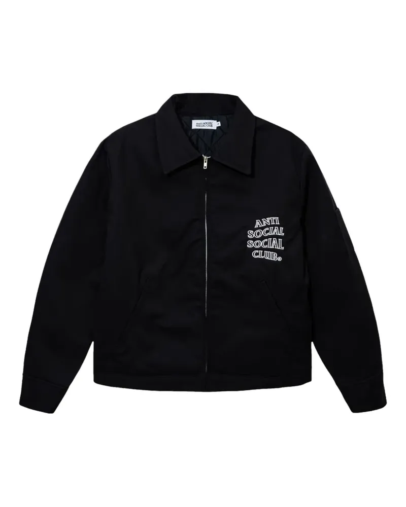 Anti Social Social Club Jacke mit Logo-Stickerei und Kontrastnähten - Schwarz Schwarz