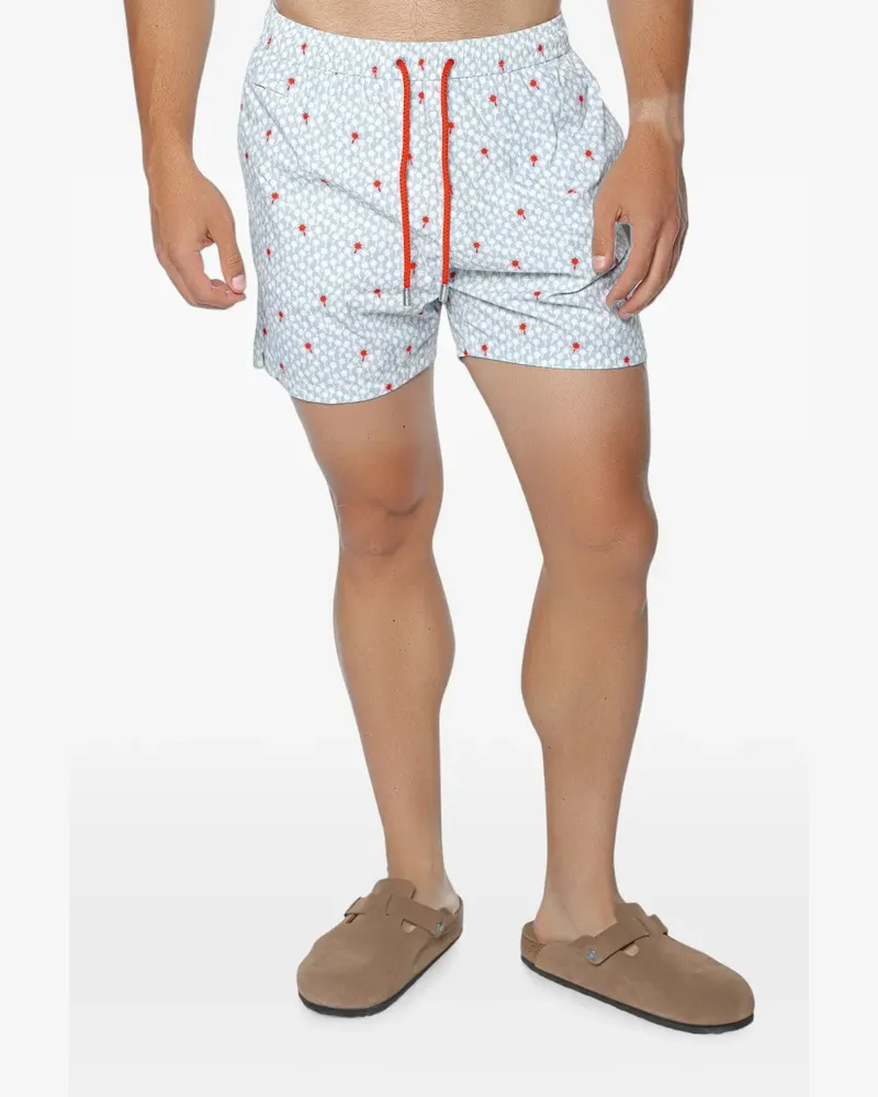 MC2 Saint Barth Lighting Micro Stretch Badeshorts mit Palmen-Print - Blau Blau