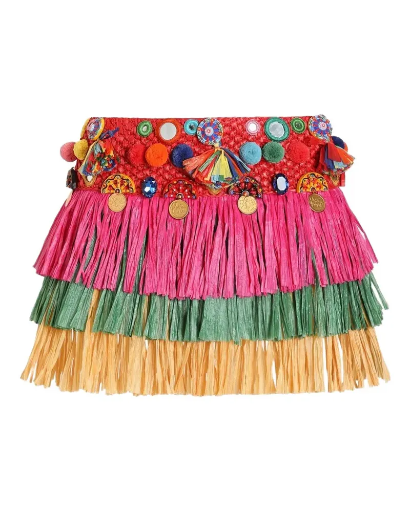 Dolce & Gabbana Raffia Mini-Rock mit Applikationen - Rosa Rosa