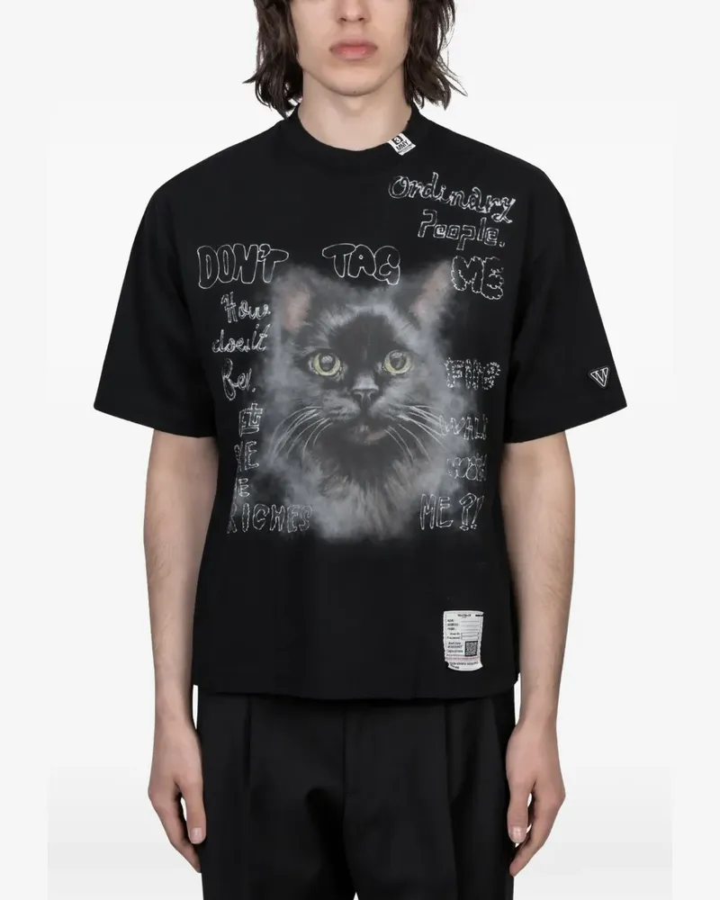 MIHARAYASUHIRO T-Shirt mit Katzen-Print - Schwarz Schwarz