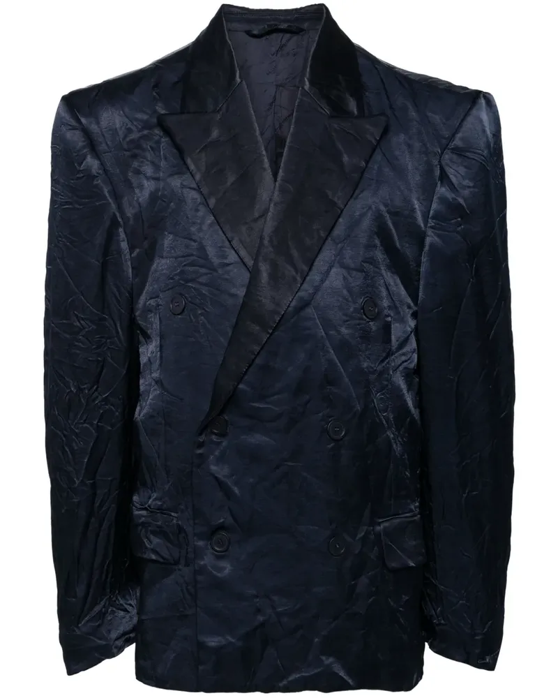 Balenciaga Doppelreihiges Sakko mit Knitteroptik - Blau Blau