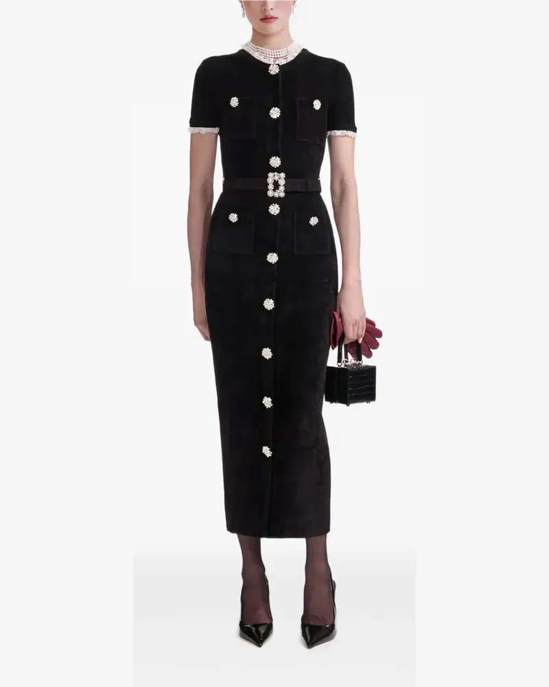 Self-Portrait Geknöpftes Kleid mit Verzierung - Schwarz Schwarz