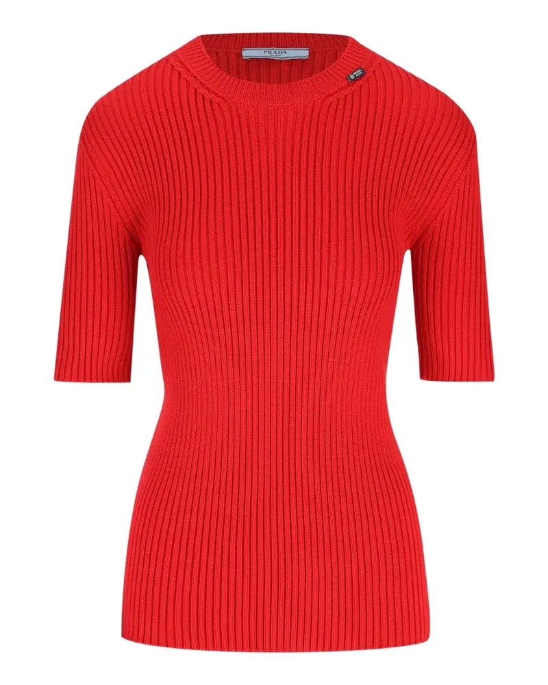 Prada ribbed-knit short-sleeve sweater - Rot Rot