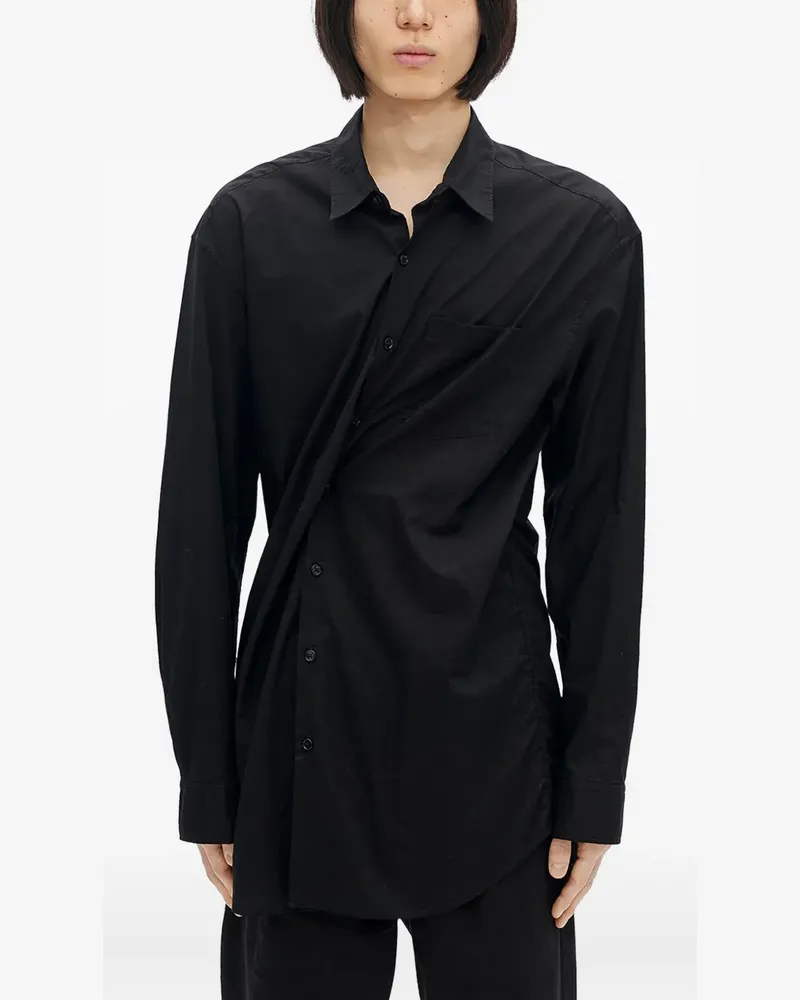 Ann Demeulemeester draped cotton shirt - Schwarz Schwarz
