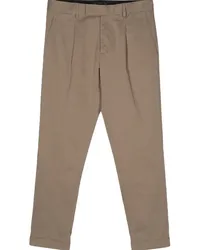 Low Brand Gabardine-Hose mit Faltendetail Braun