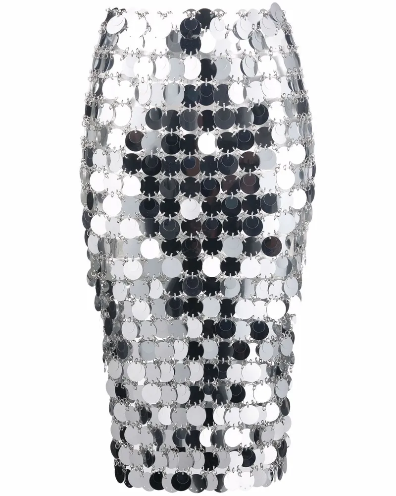 Paco Rabanne Midirock mit Pailletten - Grau Grau