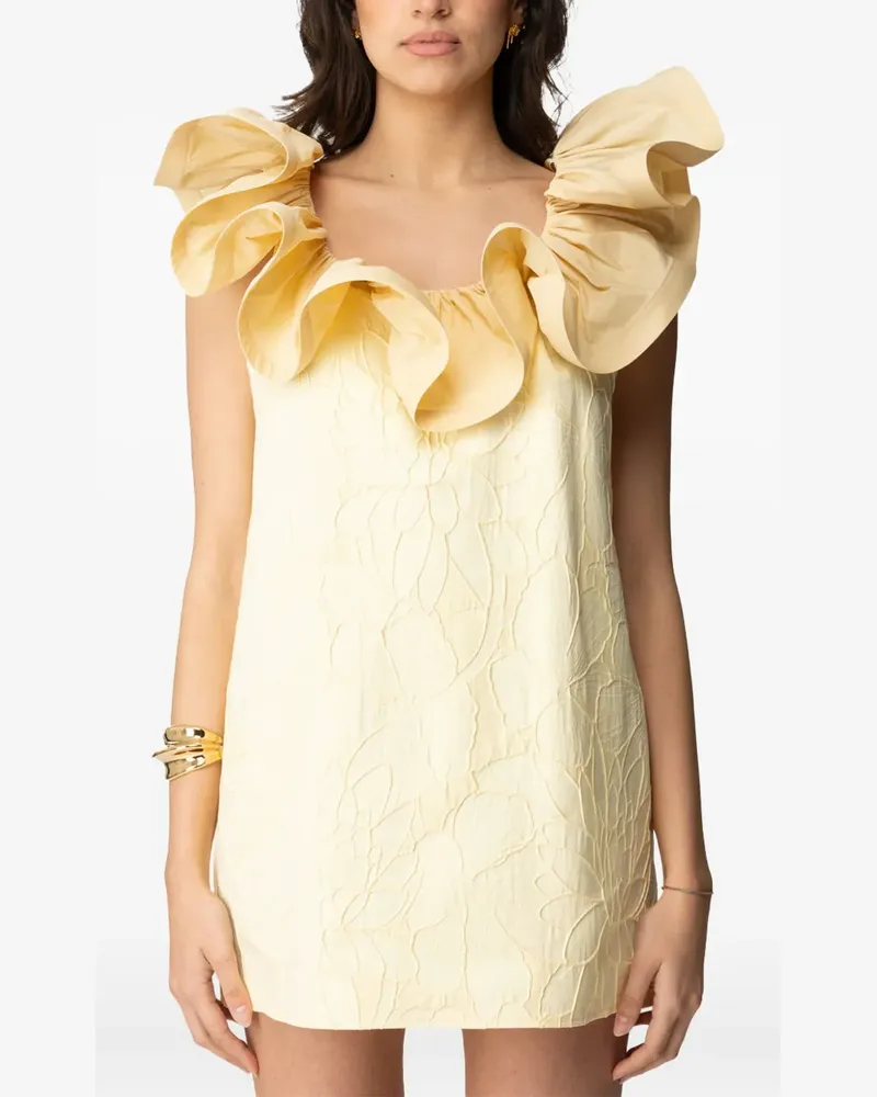 Elisabetta Franchi Gerüschtes Kleid mit Blumenmuster - Gelb Gelb