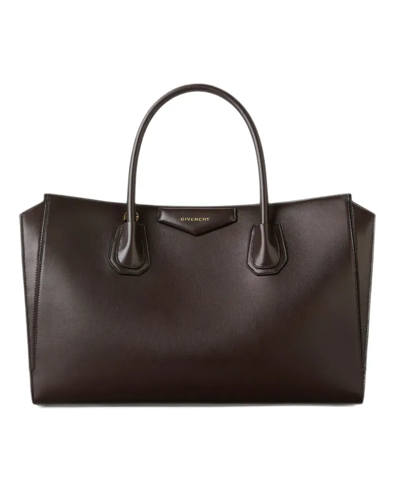 Givenchy medium Antigona catchall bag in shiny grained leather - Braun Braun