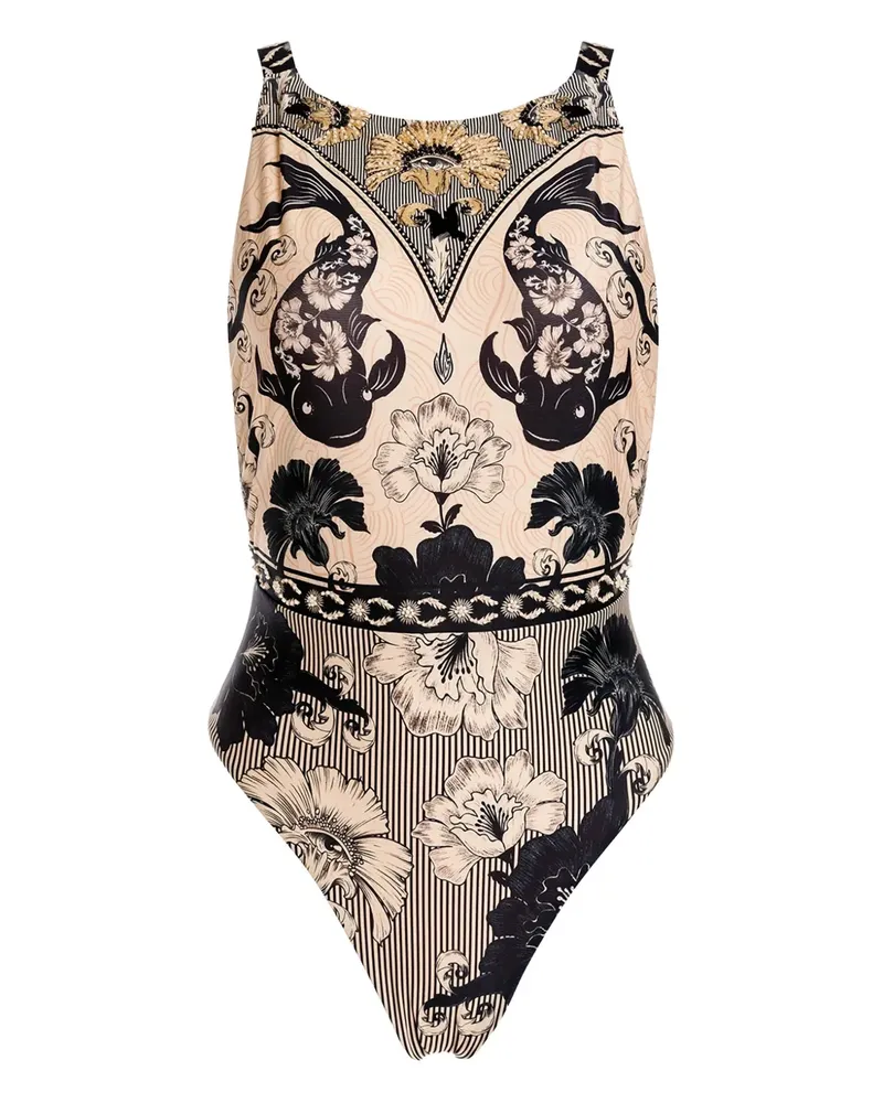 AGUA BENDITA Badeanzug mit Blumen-Print - Weiß Weiß