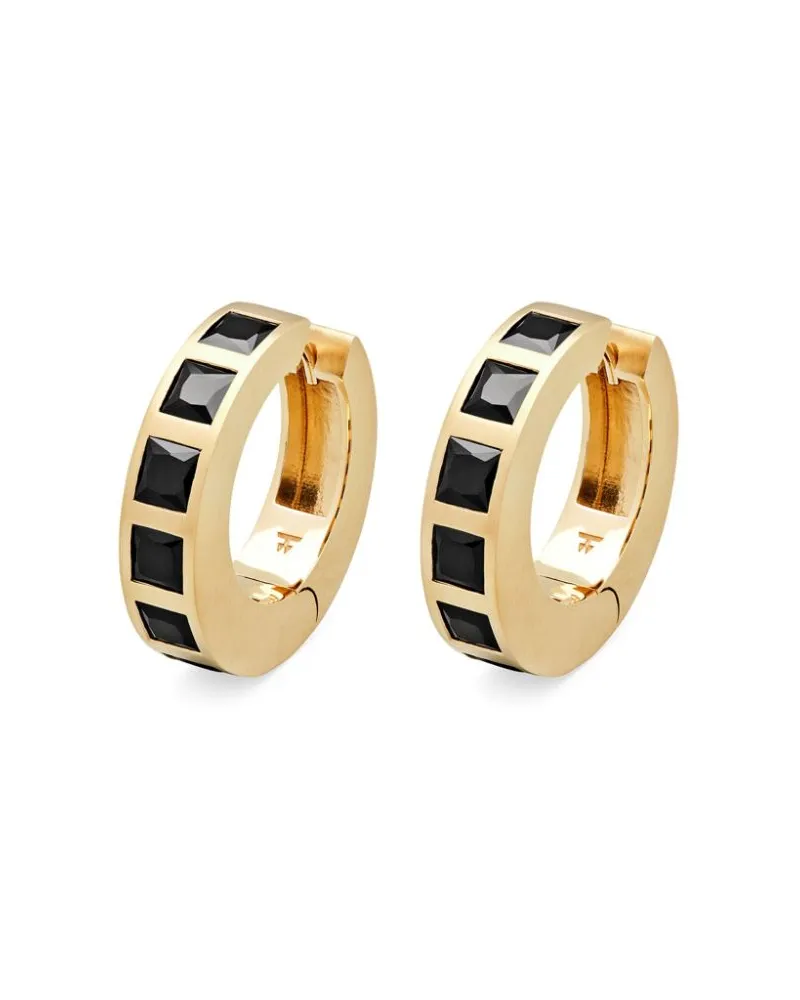 Tom Wood 9kt Arch Square Gelbgoldcreolen mit Onyx Gold