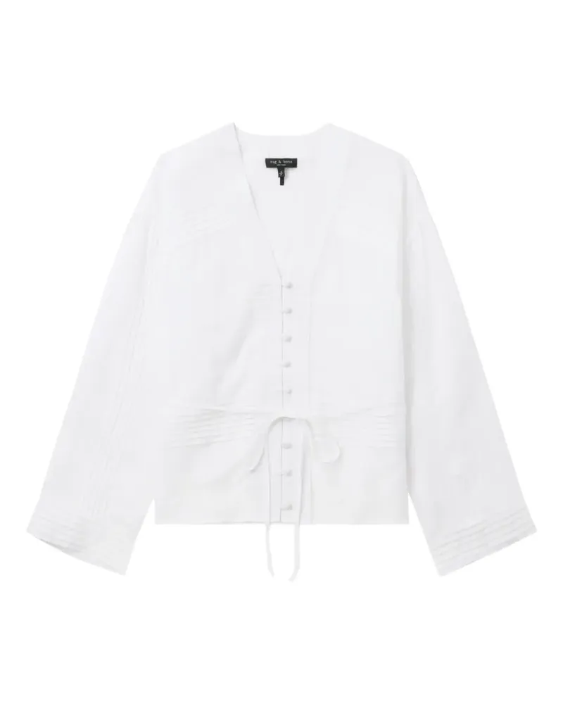 Rag & Bone Viviana Hemd mit V-Ausschnitt - Weiß Weiß