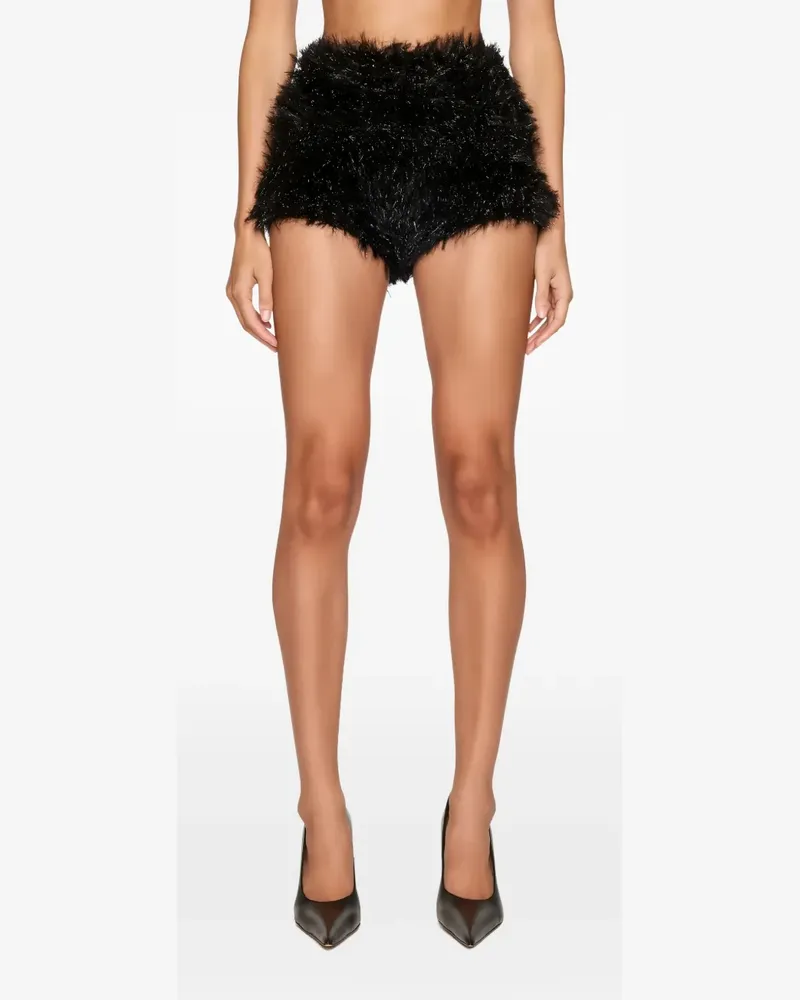 Junya Watanabe Shorts aus Zottelstrick mit Metallic-Fäden - Schwarz Schwarz