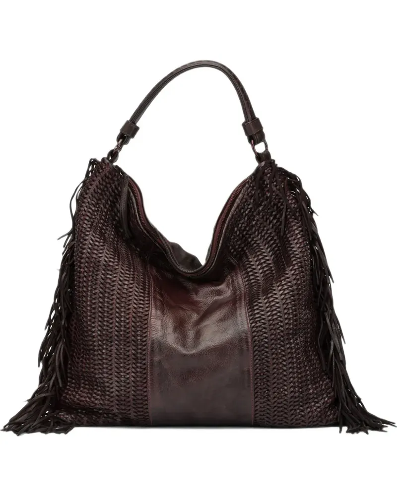 Reptile's House Vasia Schultertasche aus geflochtenem Leder - Rot Rot