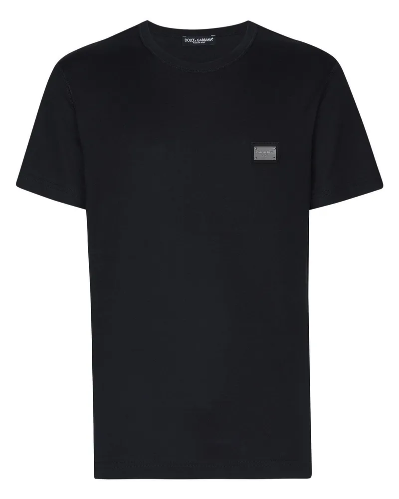 Dolce & Gabbana T-Shirt mit Logo-Schild - Blau Blau